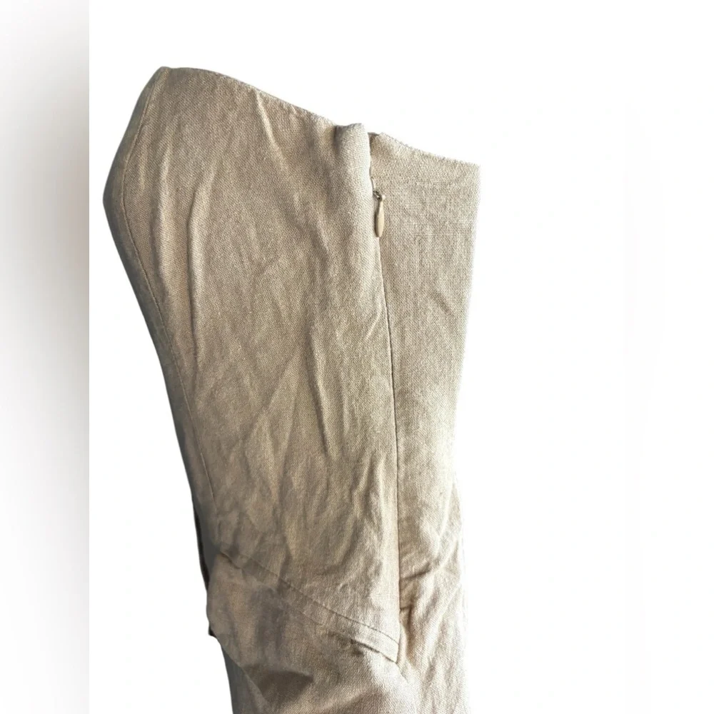 Universal Thread tan Linen Suiting Tube strapless button down top XS pockets